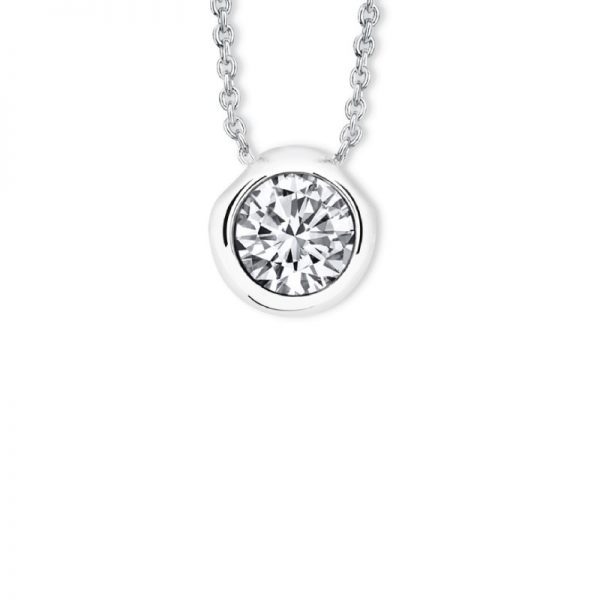 Crystalp Rhodium Plated Necklace with 12mm  Crystal Solitaire Pendant Length 42cm + 5cm