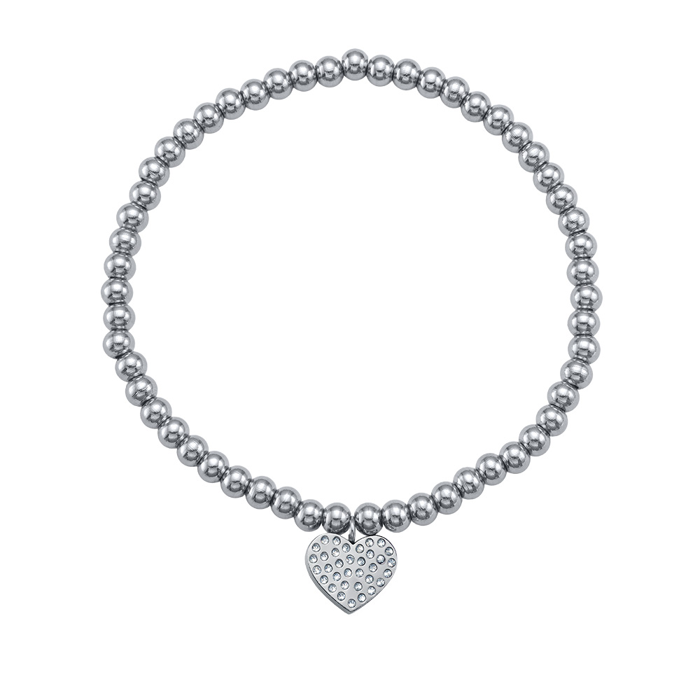 Crystalp Stainless Steel Bracelet on elastic with 10mm Heart