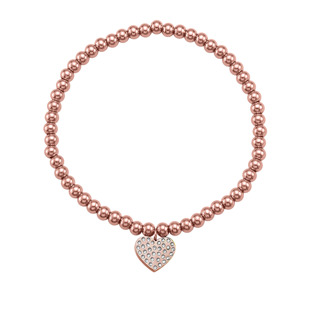 Crystalp Stainless Steel Bracelet on elastic with 10mm Heart - Image 2