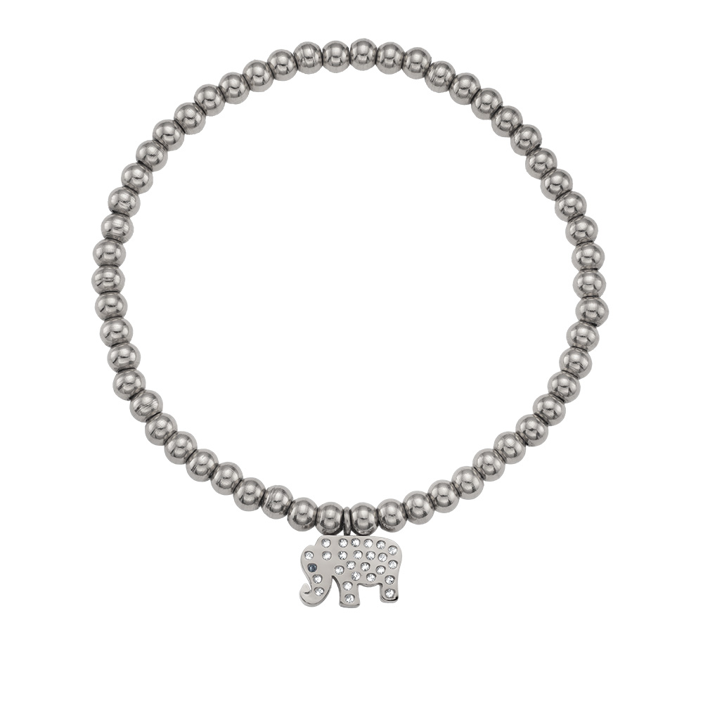 Crystalp Stainless Steel Bracelet on elastic with 10mm Elephant